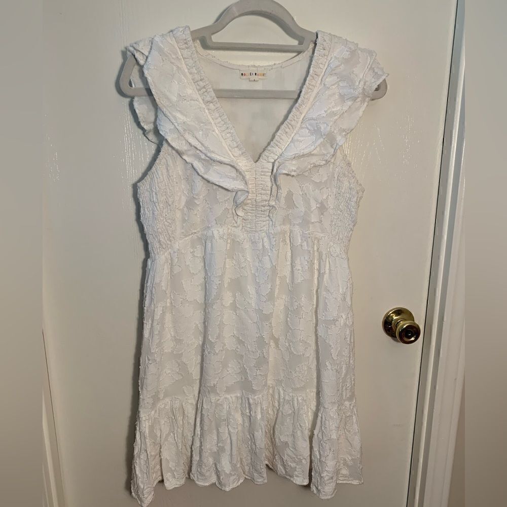 Roller Rabbit GUC white ruffled v-neck sleeveless dress Size small